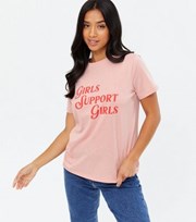 New Look Petite Pink Girls Support Girls Logo T-Shirt
